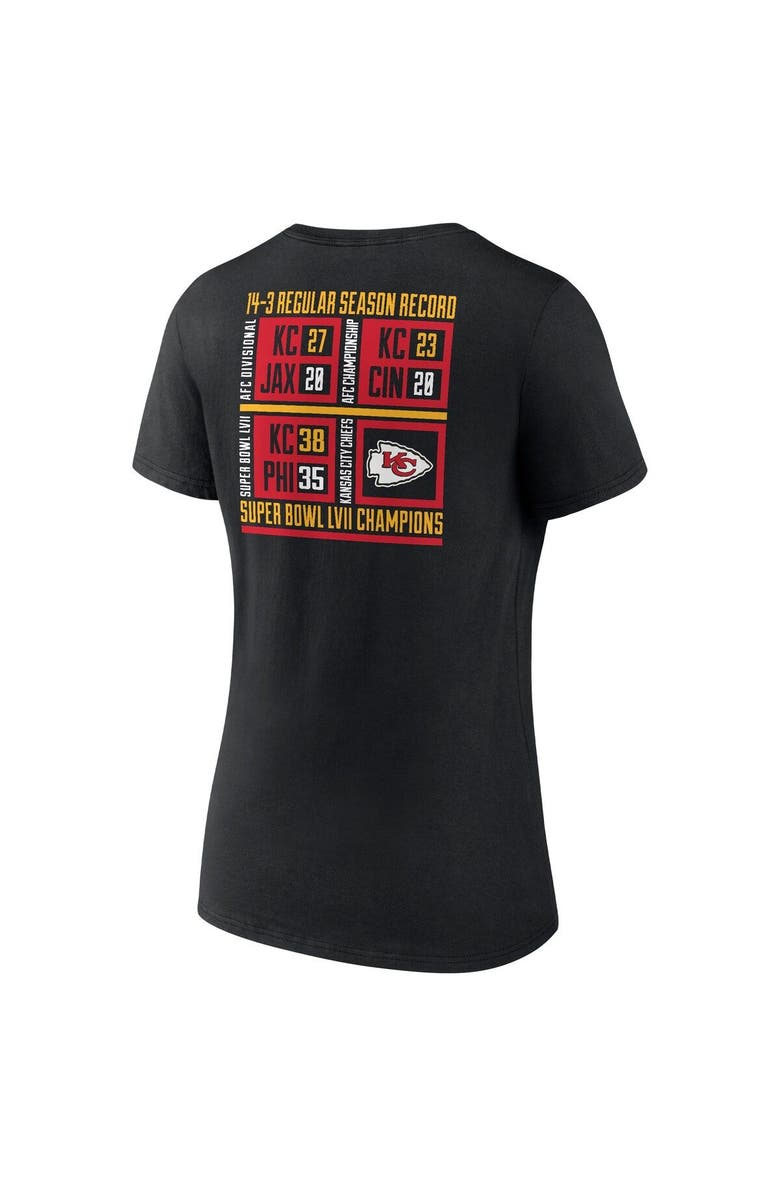 FANATICS Women's Fanatics Branded Black Kansas City Chiefs Super Bowl LVII Champions Scoreboard Showcase V-Neck T-Shirt, Alternate, color, 