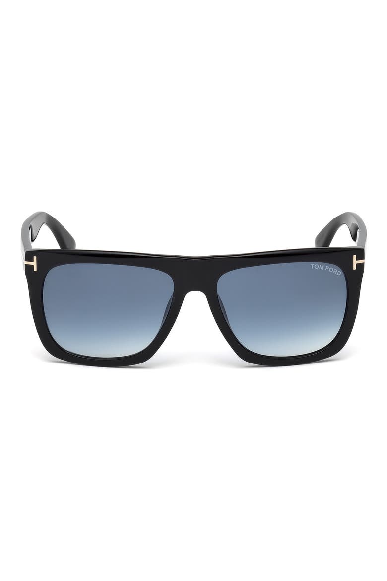 Morgan 57mm Gradient Rectangle Sunglasses, Main, color, SHINY BLACK/ GRADIENT BLUE