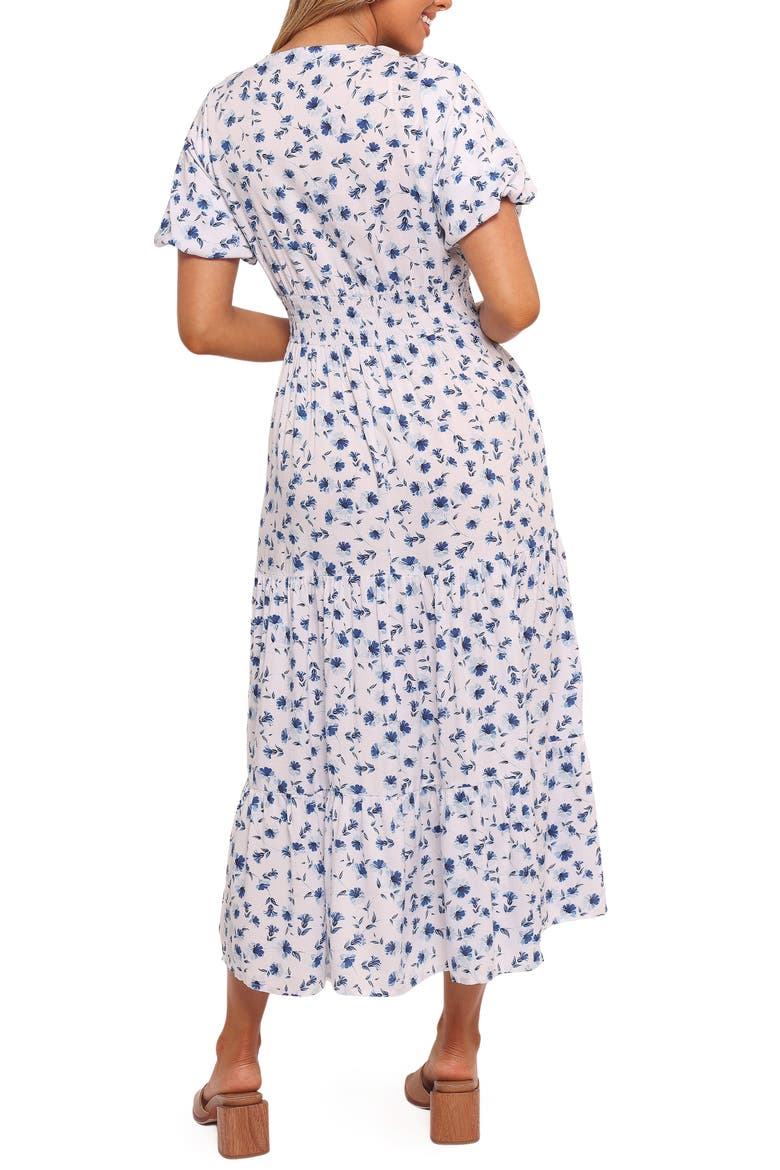 Roberts Floral Puff Sleeve Cotton Midi Dress, Alternate, color, BLUE DITSY FLORAL