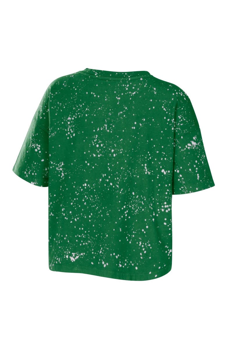 WEAR by Erin Andrews Women's WEAR by Erin Andrews Green Oregon Ducks Bleach Wash Splatter Cropped Notch Neck T-Shirt, Alternate, color, Green