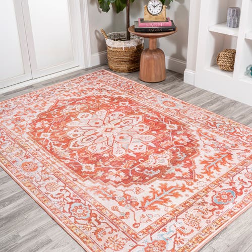 Jonathan Y Asa Ornate Medallion Machine-washable Area Rug In Red