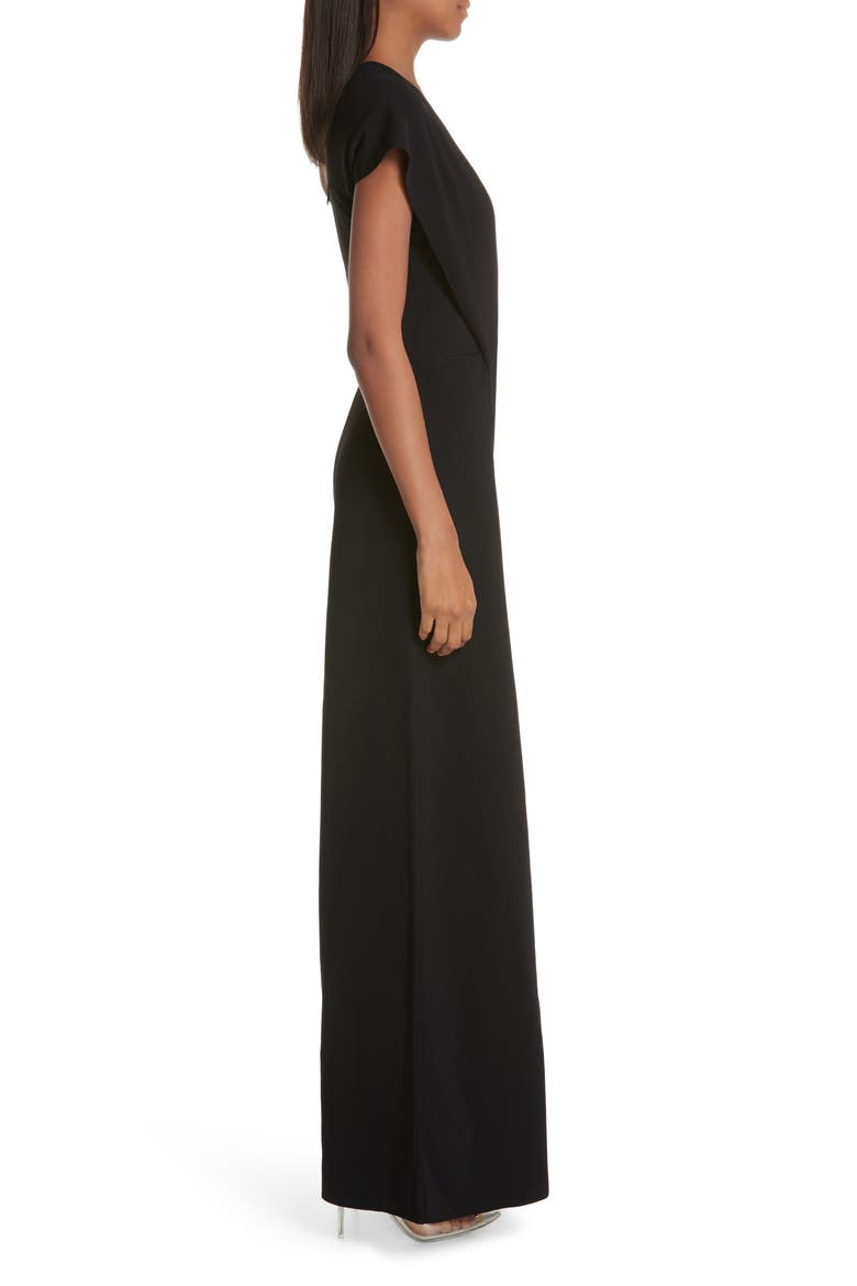 One-Shoulder Wide Leg Knit Jumpsuit, Alternate, color, BLACK