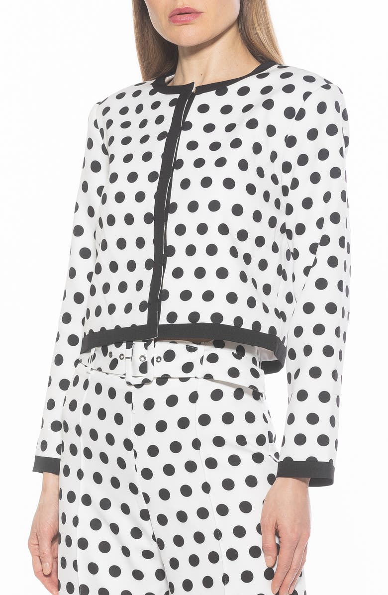 Alexia Admor Rose Jacket, Main, color, Black White Polka Dots