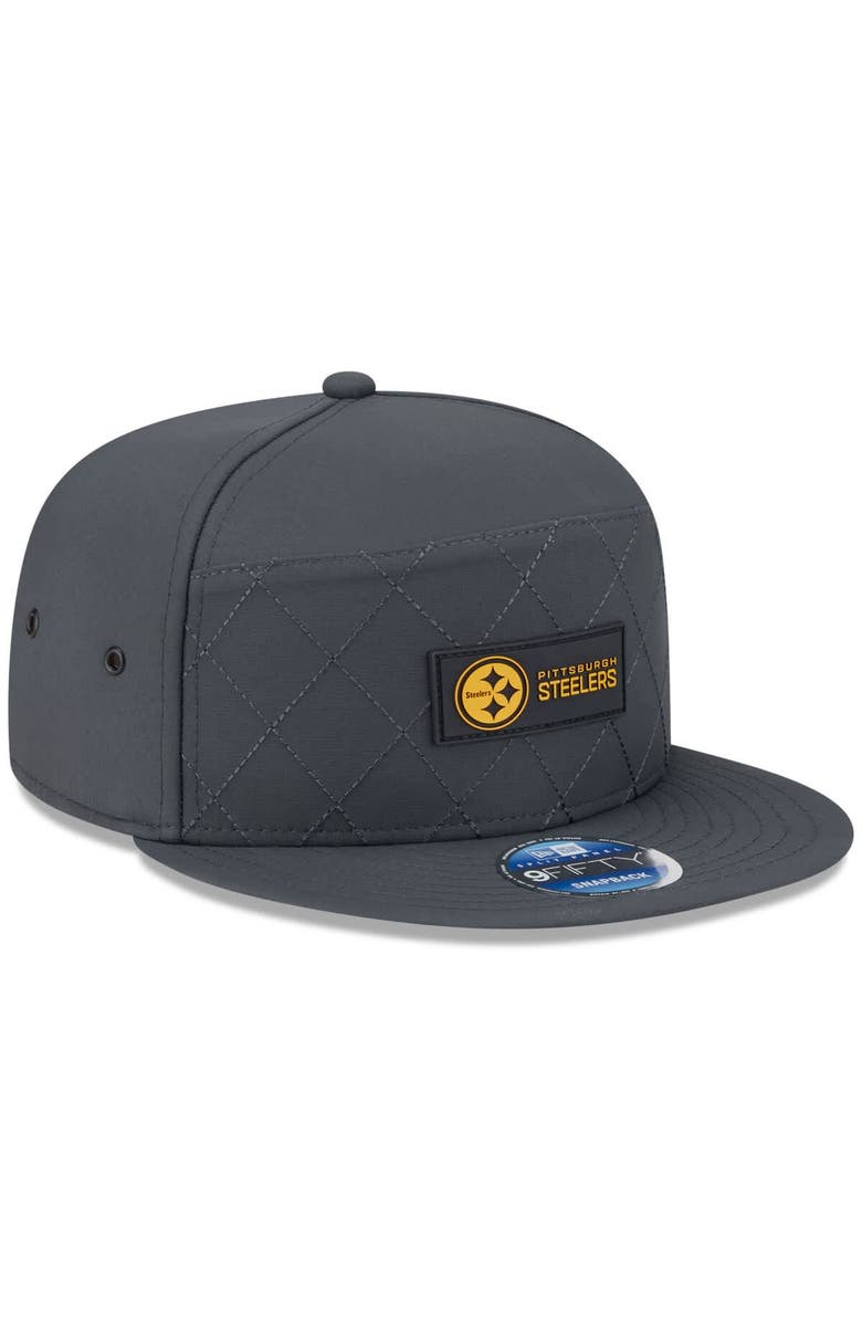 New Era Men's New Era Charcoal Pittsburgh Steelers 2025 Sideline Cold Weather Split Panel 9FIFTY Snapback Hat, Alternate, color, Charcoal
