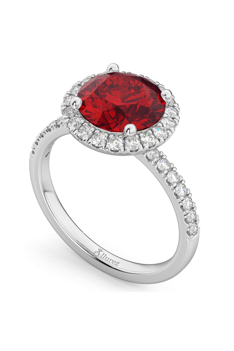 Halo Ruby & Diamond Engagement Ring 14K, Alternate, color, 2.80ct/White Gold