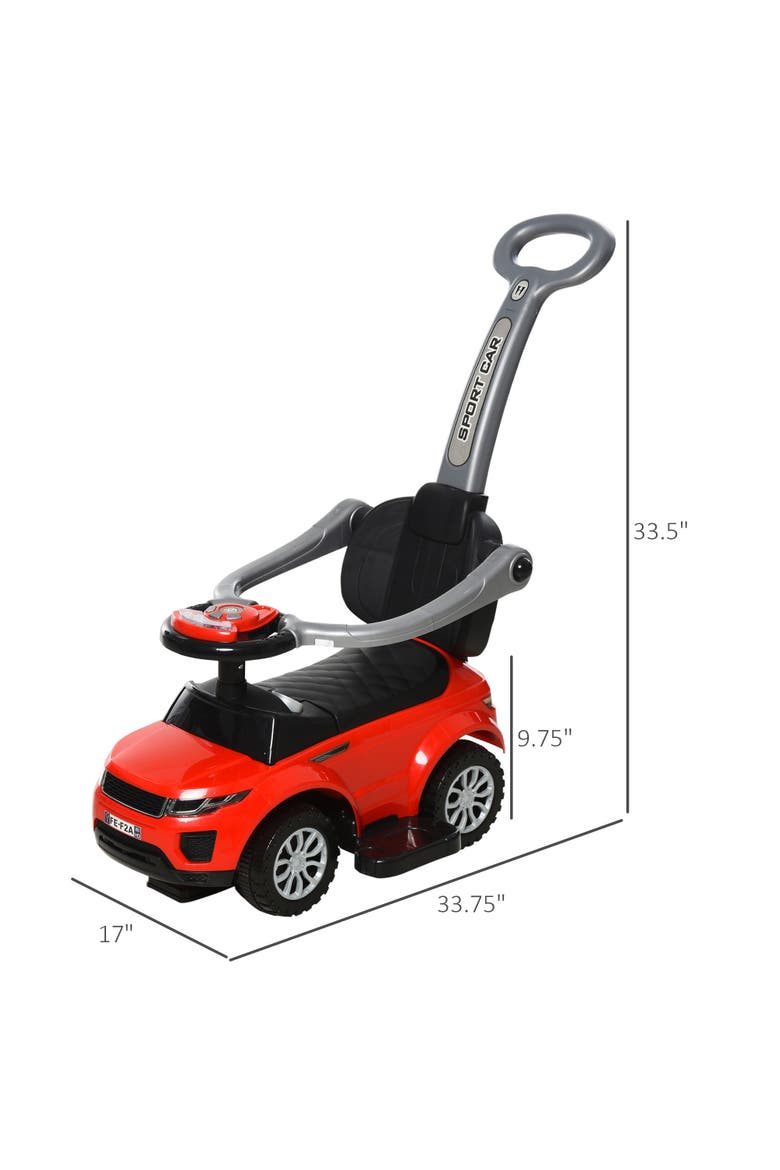 3-in-1 Kids Push Car with Horn, Music, Light, Alternate, color, Red