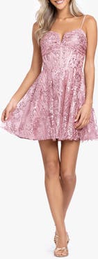 Blondie Nites Sequin Lace Back Sleeveless Minidress