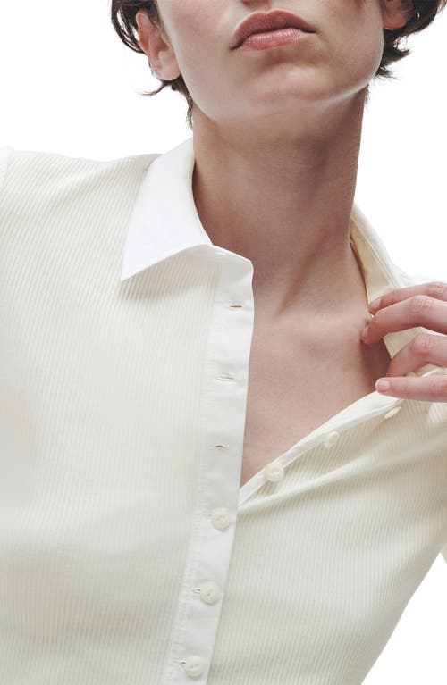 Rag & Bone Mixed Media Rib Polo In White
