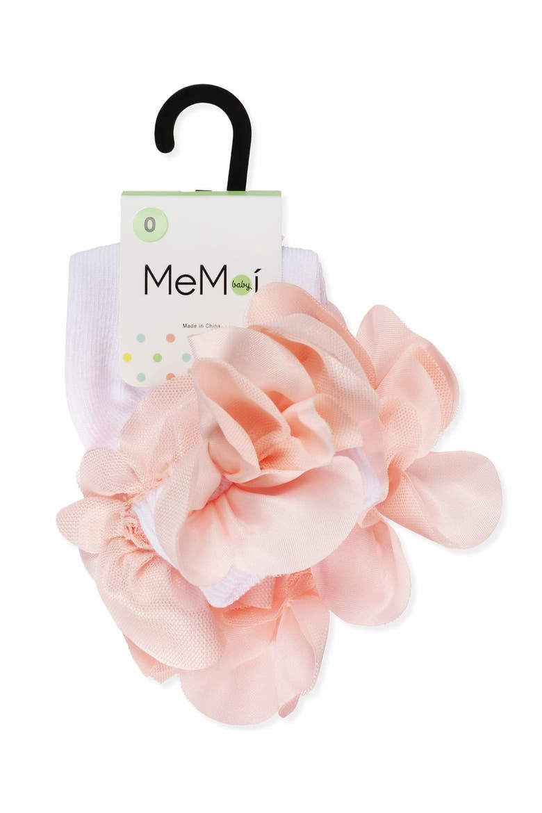 Hello Darlin' Flower Petal Anklet Socks, Alternate, color, White-Pink