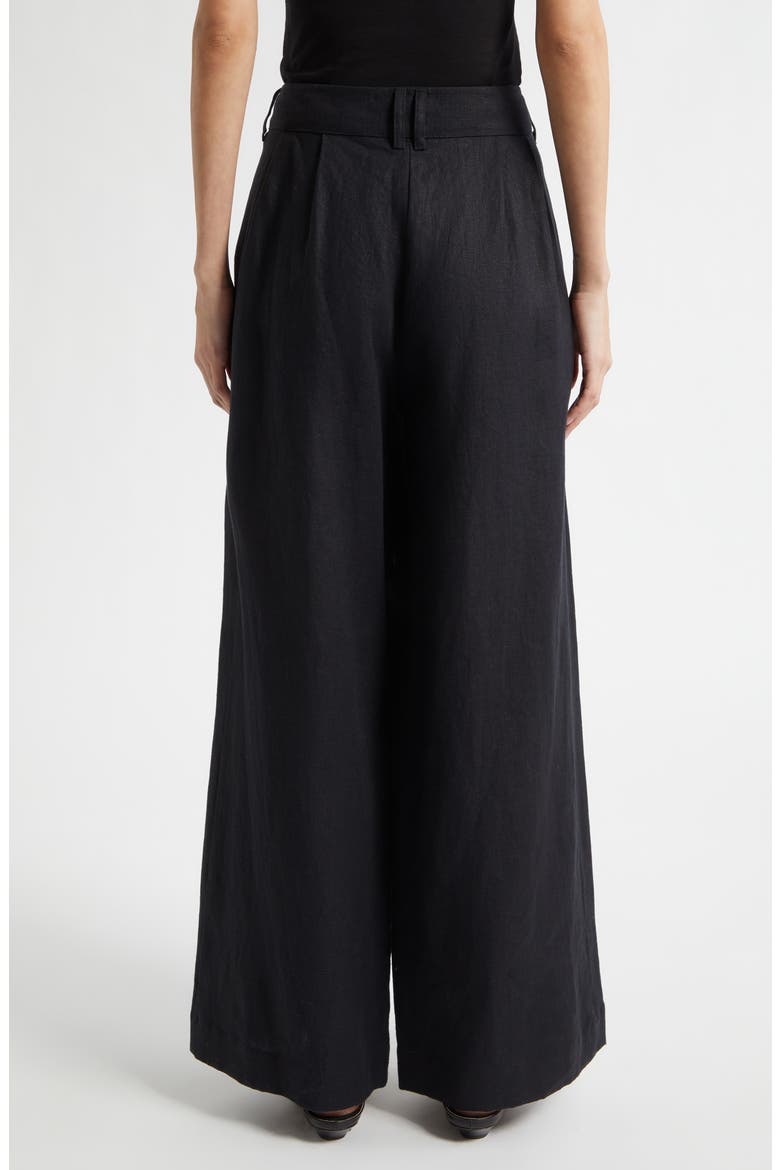 Parker Wide Leg Linen Pants, Alternate, color, BLACK