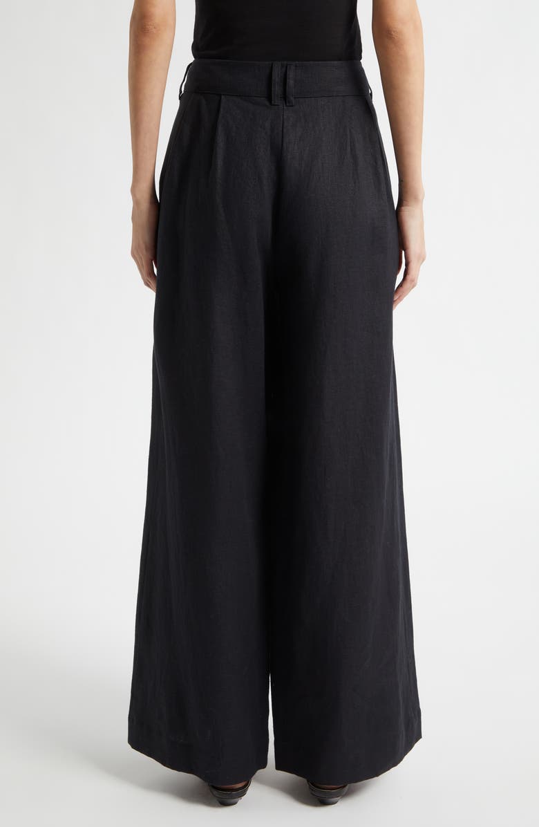 POSSE Parker Wide Leg Linen Pants, Alternate, color, Black