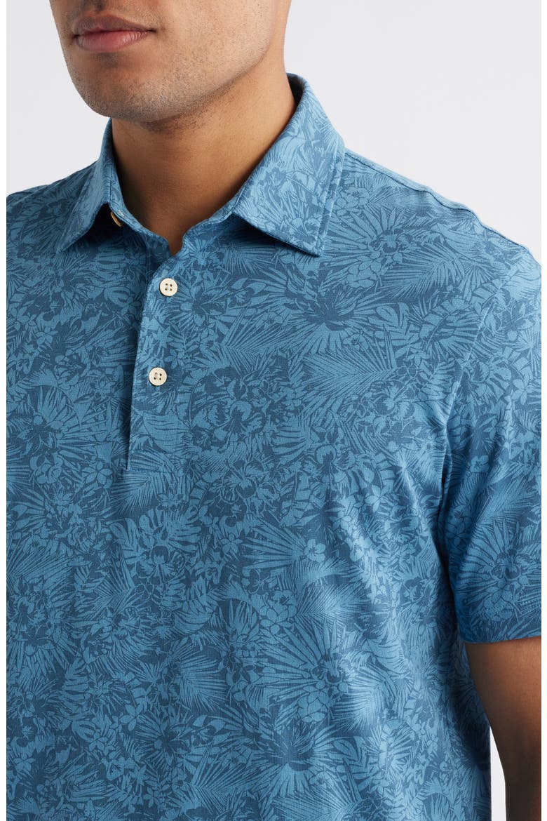 Retreat Floral Polo, Alternate, color, BLUE TROPIC FAN