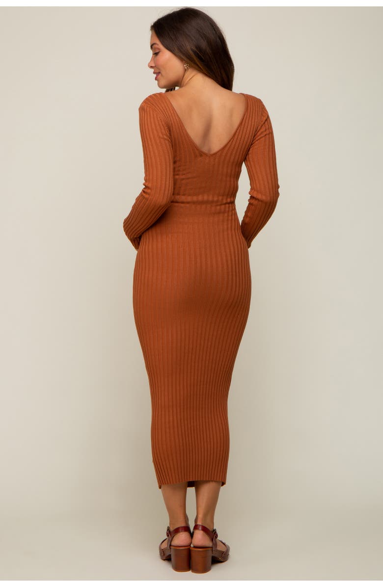PinkBlush V-Neck Long Sleeve Fitted Maxi Dress, Alternate, color, 