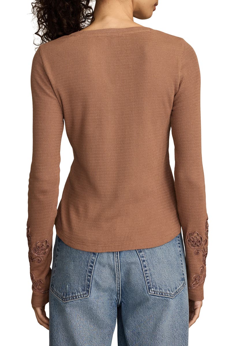 Lucky Brand Cutwork Detail Cotton Rib Top, Alternate, color, Raw Umber