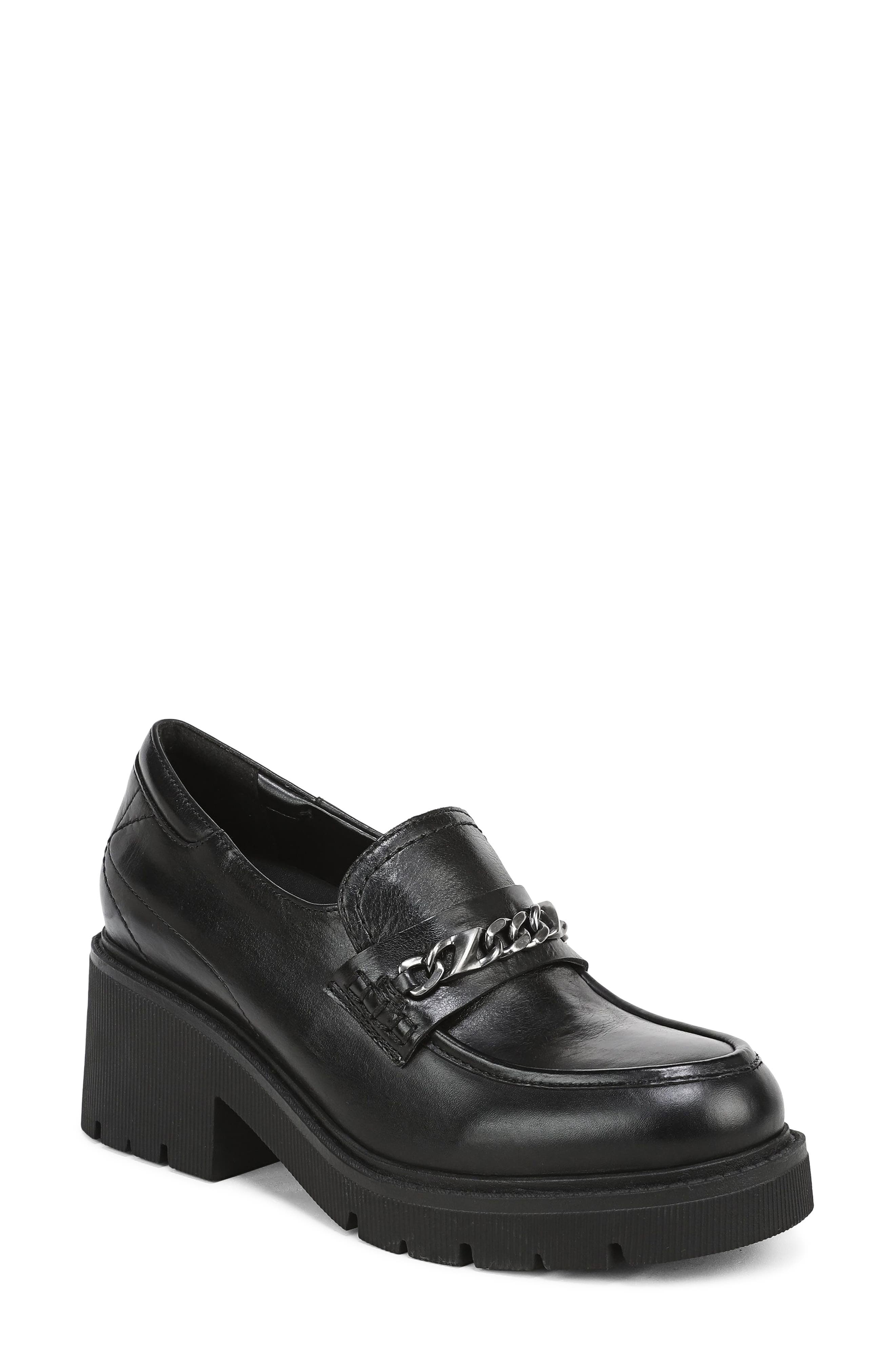 Jolee Leather Platform Loafer, Main, color, BLACK LEATHER
