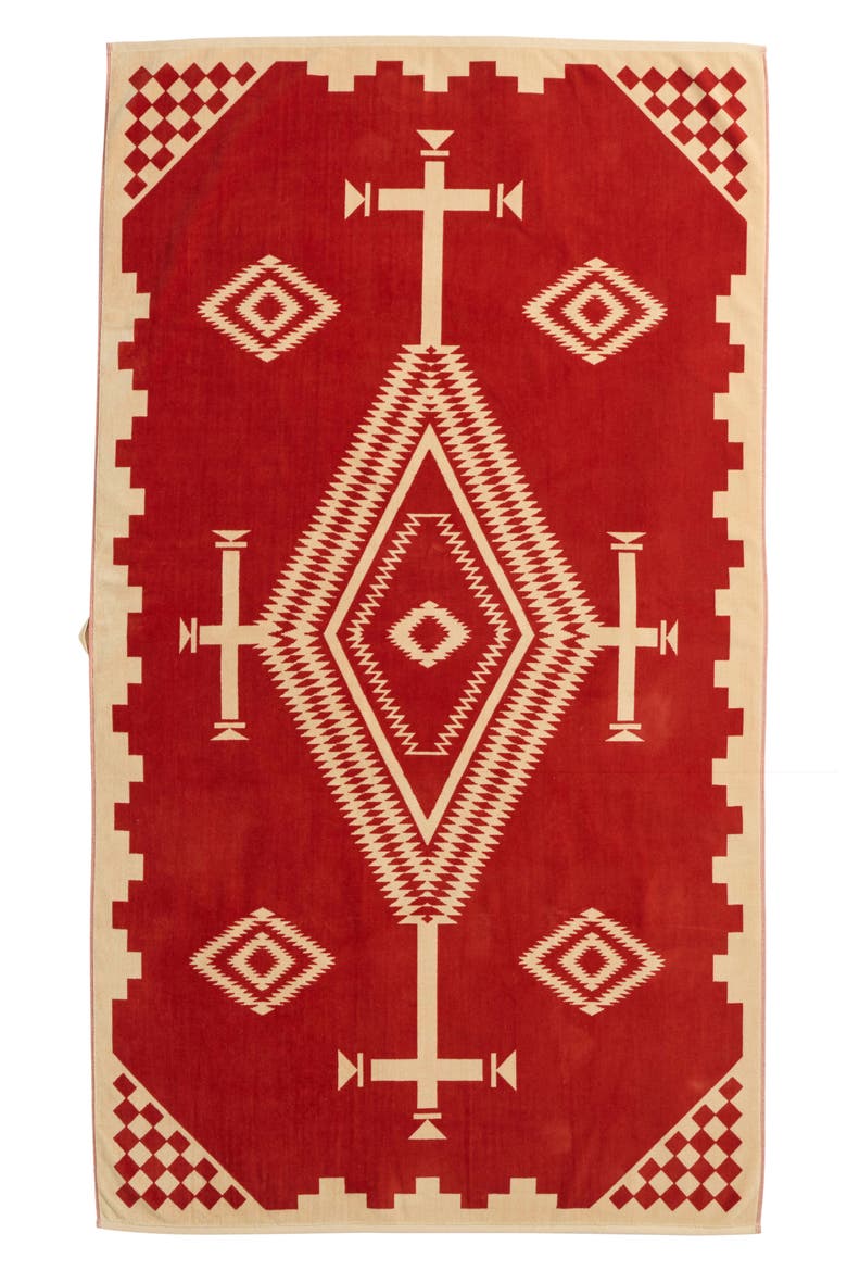Oversized Jacquard Spa Towel, Main, color, LOS OJOS CORAL