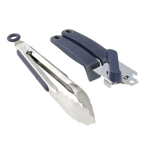 Bluemarine 2 Piece Stainless Steel Can Opener and Tongs Set