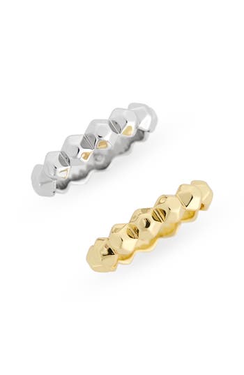 Covet Set Of 2 Two-tone Stackable Rings In Multi