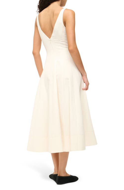 Staud Marieta Paneled Cotton-blend Faille Midi Dress In Ivory