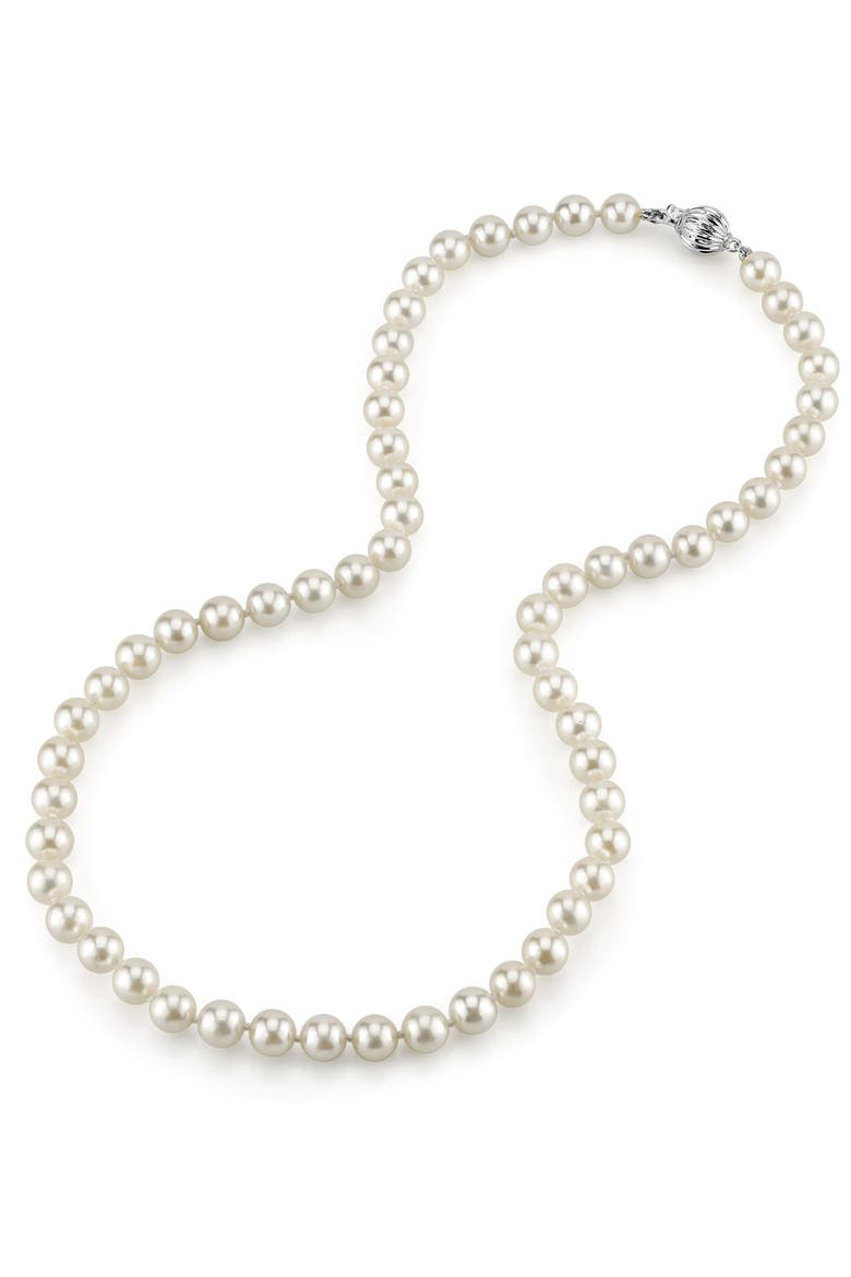 6.5-7.0mm Japanese Akoya White Choker Length Pearl Necklace - AA+ Quality, Main, color, Sterling Silver Clasp