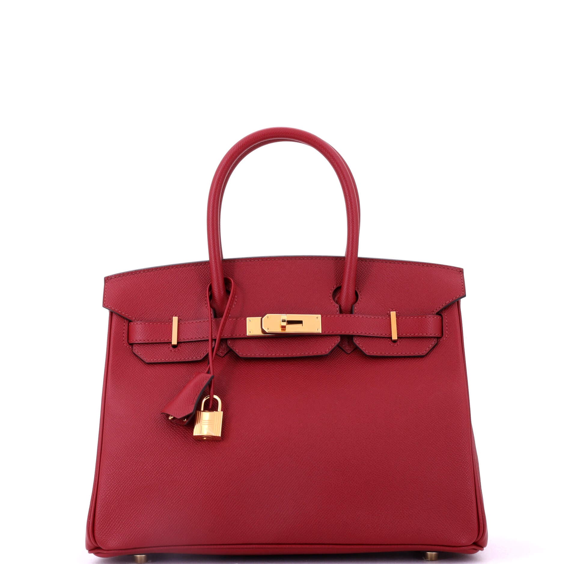 Pre-Owned Hermes Birkin Handbag Red Epsom with Gold Hardware 30, Main, color, 
