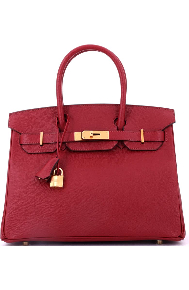 Pre-Owned Hermes Birkin Handbag Red Epsom with Gold Hardware 30, Main, color, Rouge Grenat