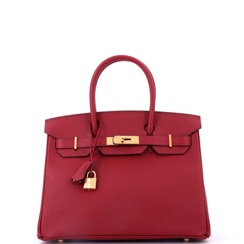Birkin Handbag Red Epsom with Gold Hardware 30