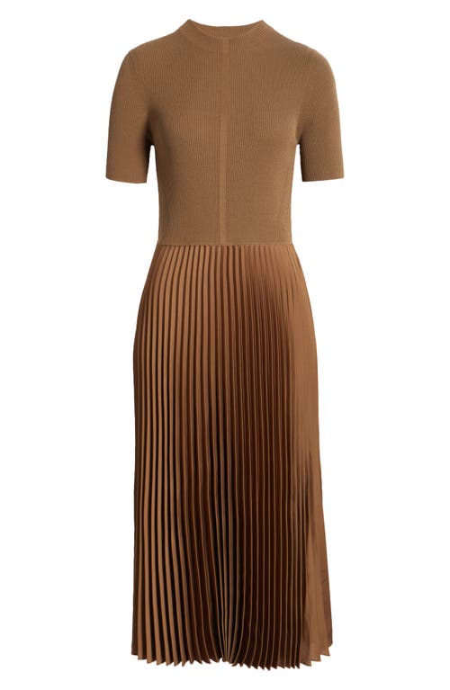 Hugo Boss Boss Faddrid Sweater Dress With Plissé Skirt In Teak