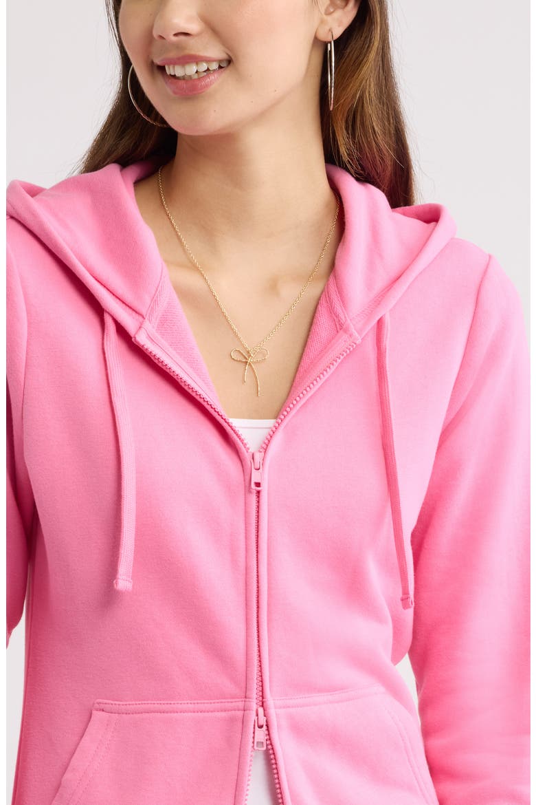 Slim Fit Terry Zip Hoodie, Alternate, color, PINK AURORA