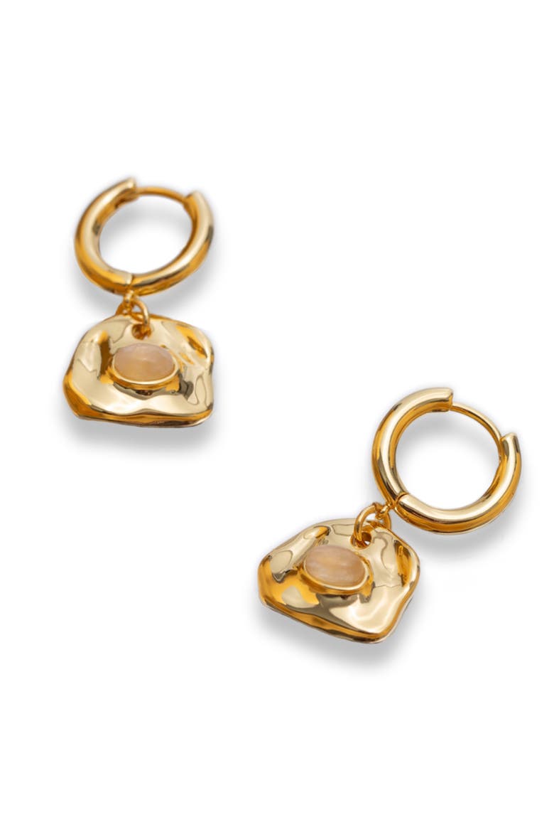 Aria Gemstone Hoop Drop Earrings, Main, color, Gold/Translucent White