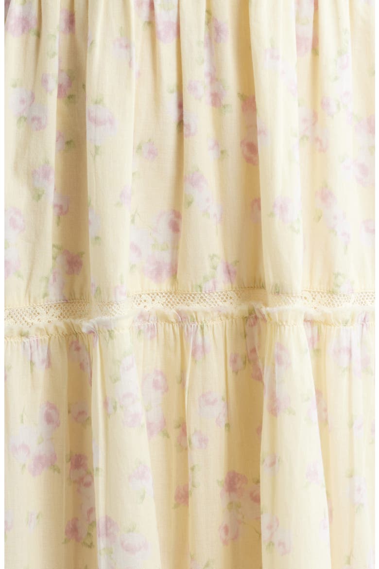 Chessie Floral Tiered Midi dress, Alternate, color, LEMON SPRITZ
