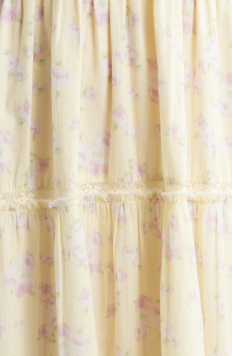 LoveShackFancy Chessie Floral Tiered Midi dress, Alternate, color, 