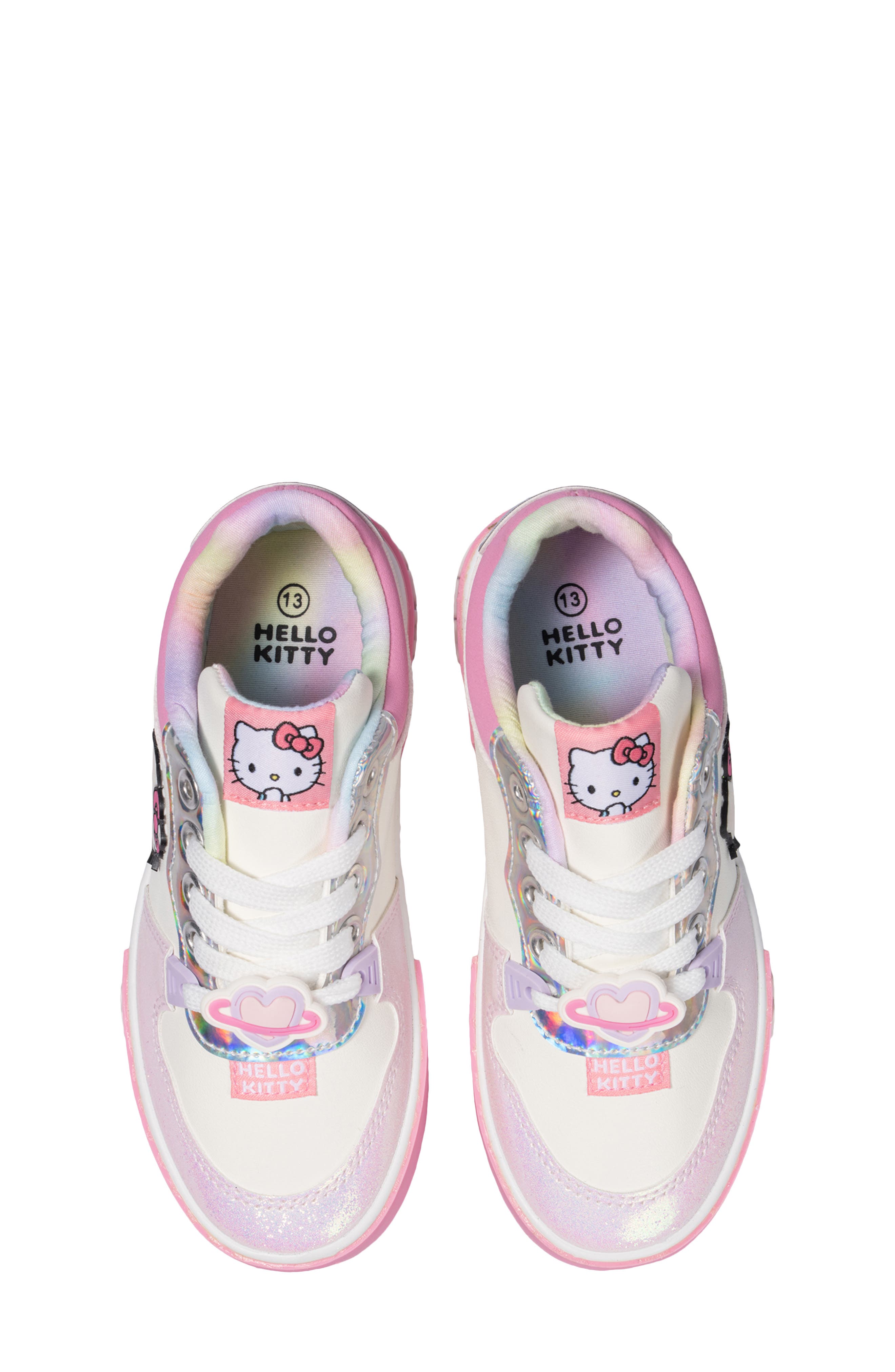 Kids' Hello Kitty Court Sneaker, Alternate, color, WHITE PINK