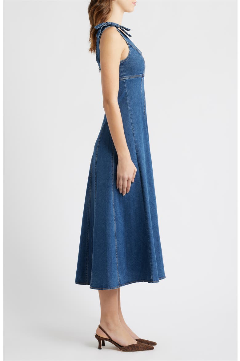 Empire Waist Cotton Blend Denim Dress, Alternate, color, DENIM