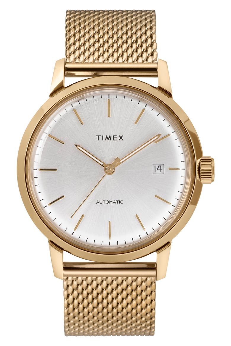 Marlin Mesh Strap Automatic Watch, 40mm, Main, color, GOLD/ SILVER/ GOLD