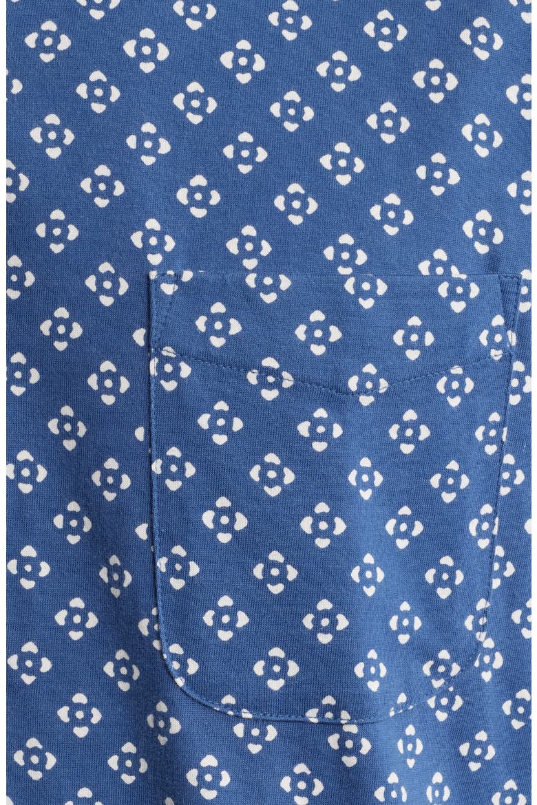 Print Short Sleeve Cotton Button-Up Shirt, Alternate, color, NAVY ATLAS