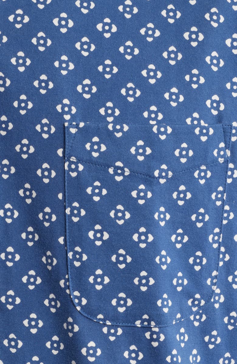 Faherty Print Short Sleeve Cotton Button-Up Shirt, Alternate, color, Navy Atlas