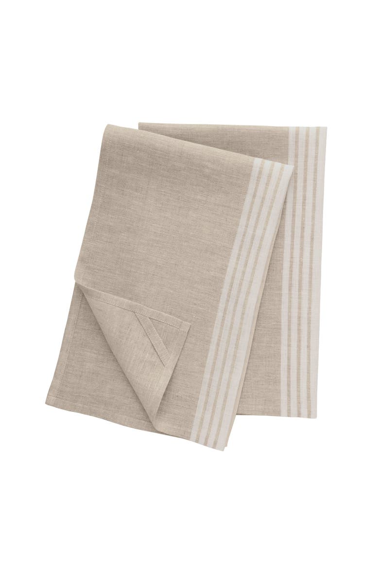 Linen Kitchen Towels Set of 2, 17 x 26" - Farmhouse, Alternate, color, White and Natural