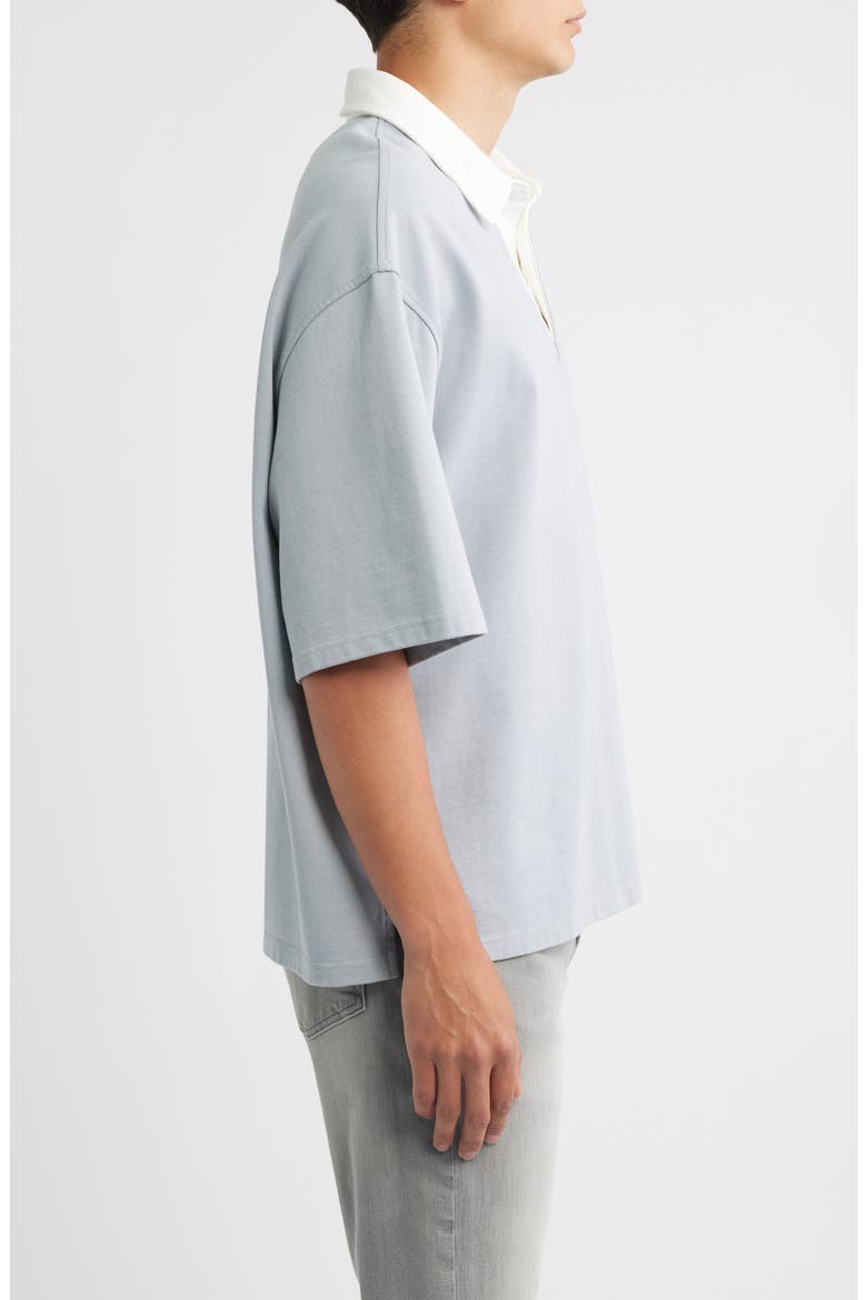 Cotton Half Placket Rugby Polo, Alternate, color, BLUE GREY