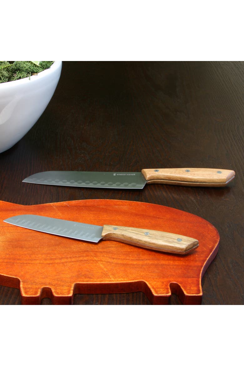 Seward 2 Piece Stainless Steel Santoku Knife Cutlery Set with Wood Handles, Alternate, color, Wood
