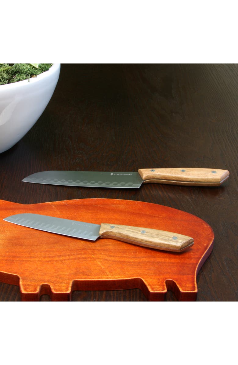 Gibson Home Seward 2 Piece Stainless Steel Santoku Knife Cutlery Set with Wood Handles, Alternate, color, Wood