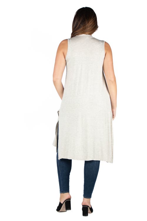 24seven Comfort Apparel Long Sleeveless Cardigan Vest In Brown