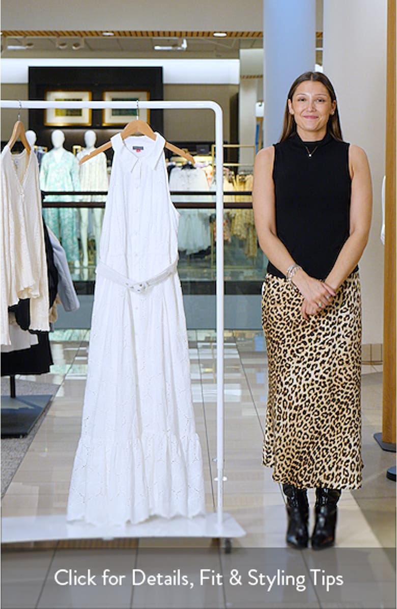 Sleeveless Belted Cotton Broderie Anglaise Maxi Shirtdress, sales video thumbnail