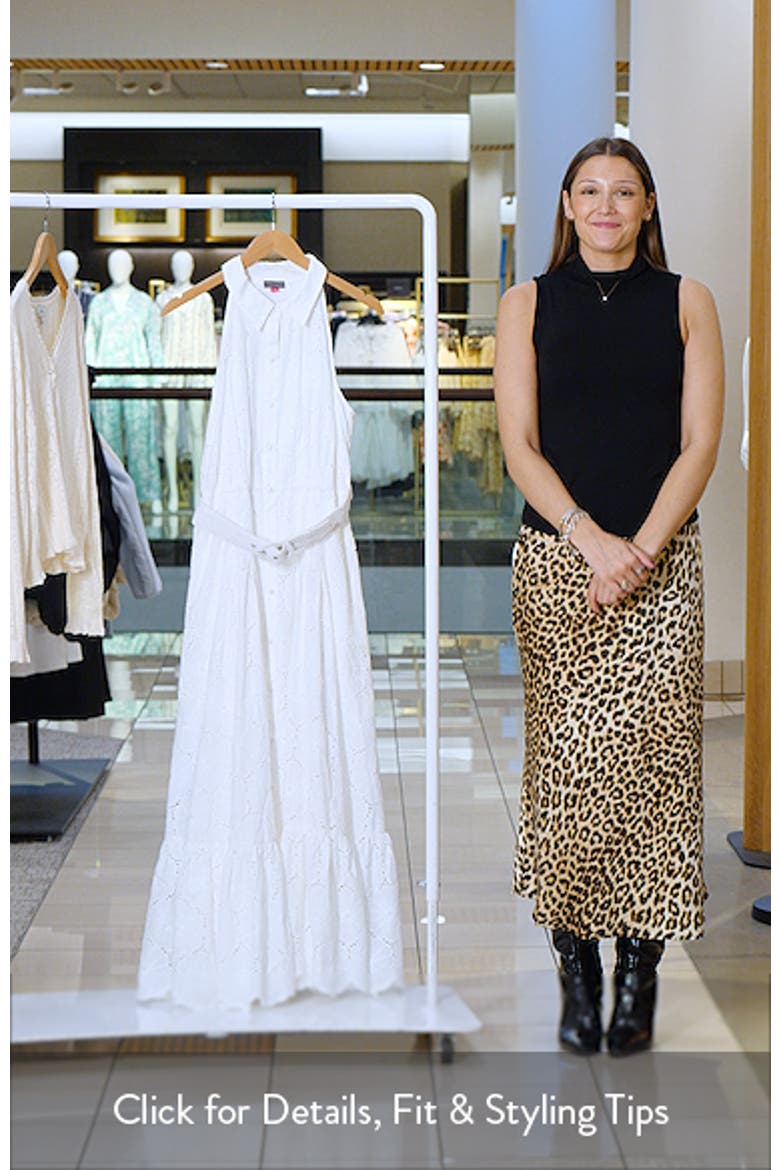 Sleeveless Belted Cotton Broderie Anglaise Maxi Shirtdress video