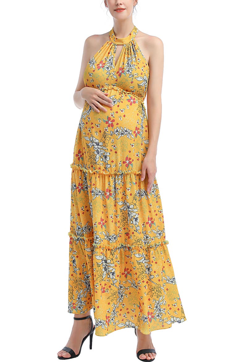 Soleil Maternity Floral Print Maxi Dress, Main, color, Multicolored