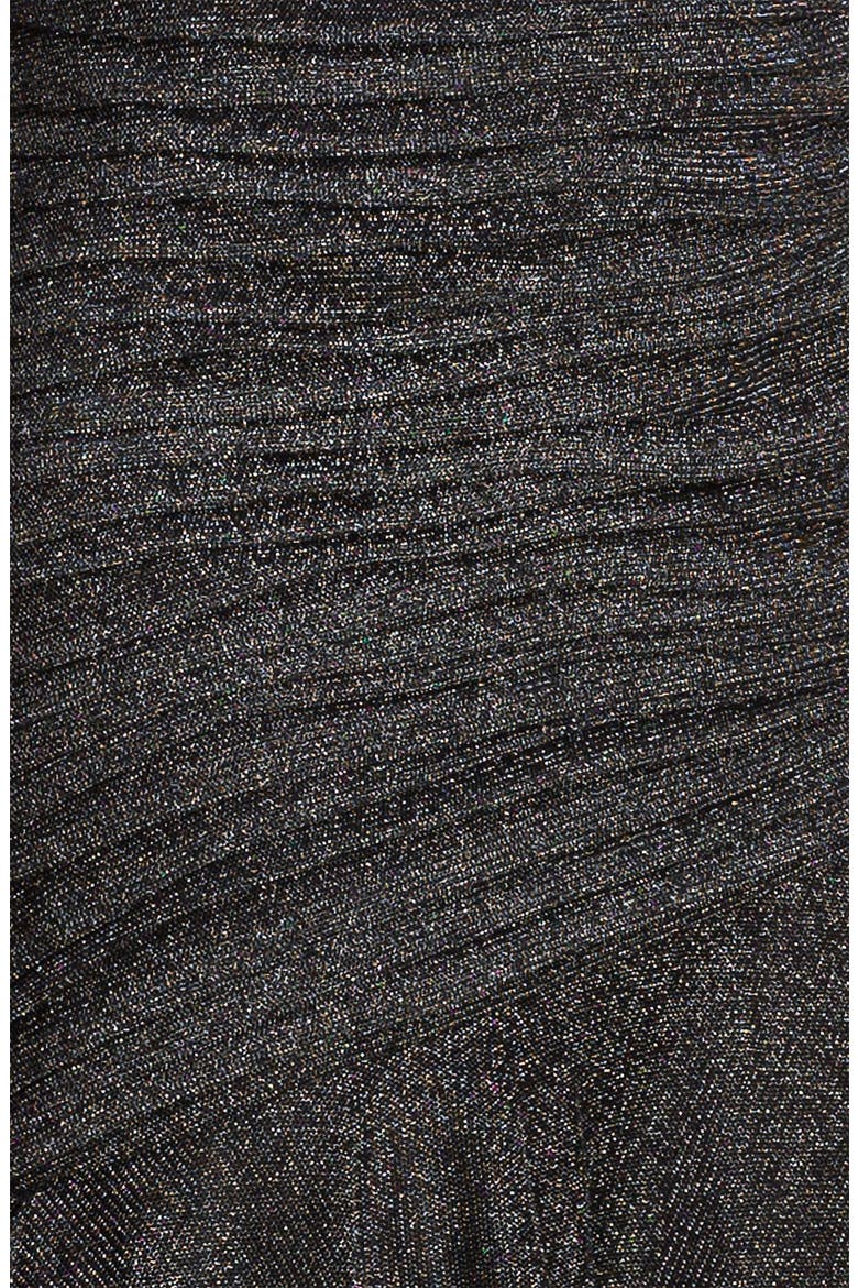 Pleated Metallic Trumpet Gown, Alternate, color, PEWTER