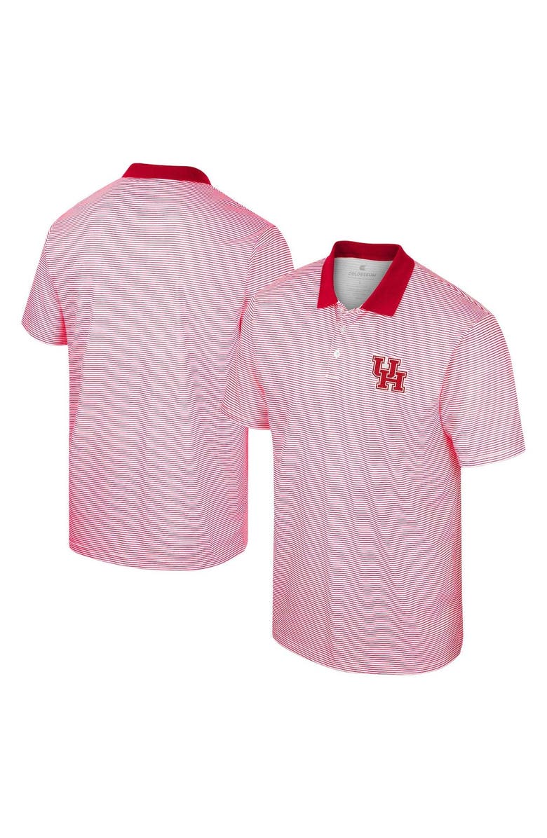 COLOSSEUM Men's Colosseum White Houston Cougars Print Stripe Polo, Main, color, 