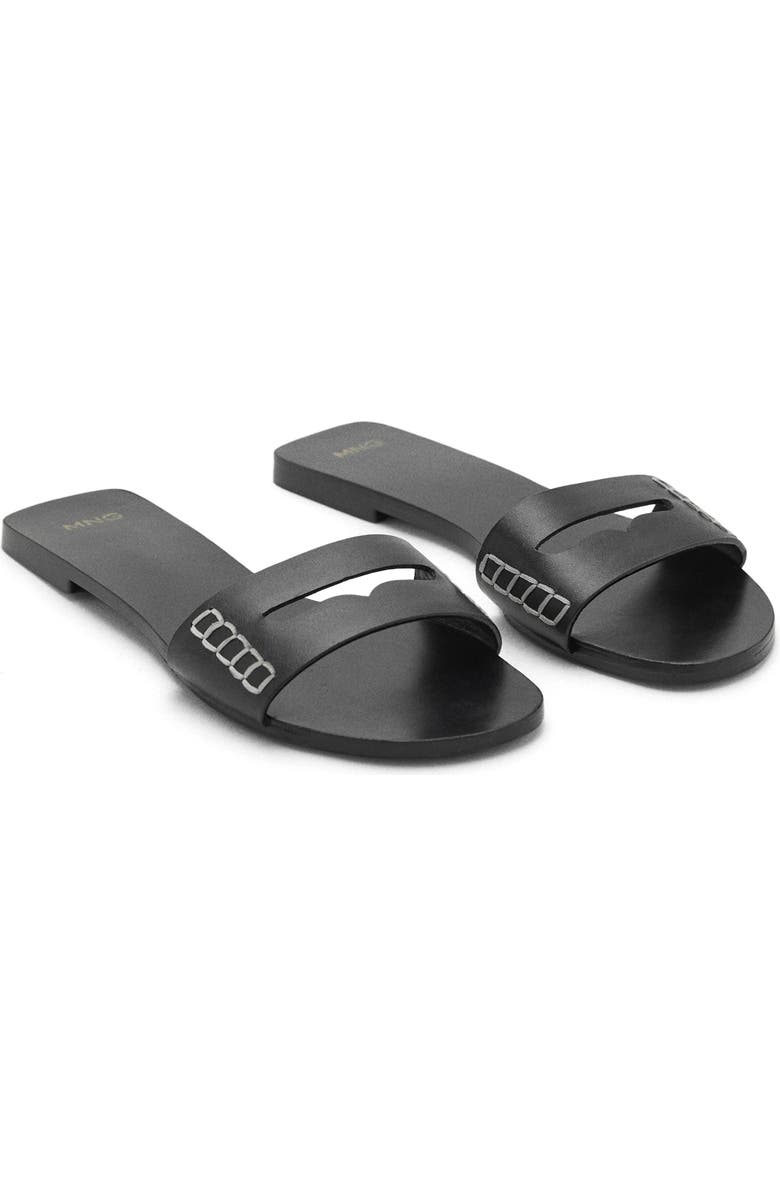 MANGO Penny Strap Slide Sandal, Main, color, Black Leather