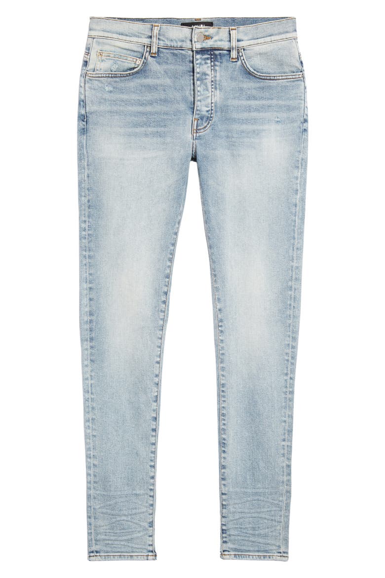 Stack Distressed Slim Fit Jeans, Alternate, color, STONE INDIGO