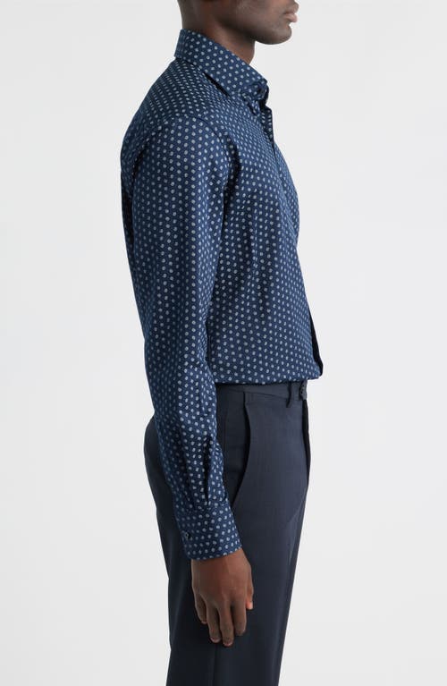 1863 By Eterna Modern Fit Print Non-iron Cotton Twill Dress Shirt In Multi